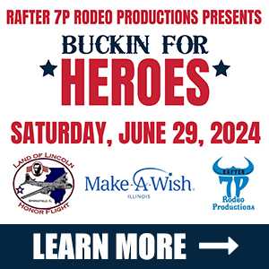 Rafter 7 P Rodeo Productions presents Buckin for Heroes on Saturday, June 29, 2024.